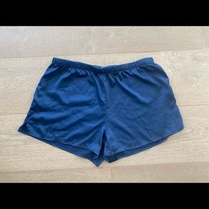 Navy blue silk pajama shorts
